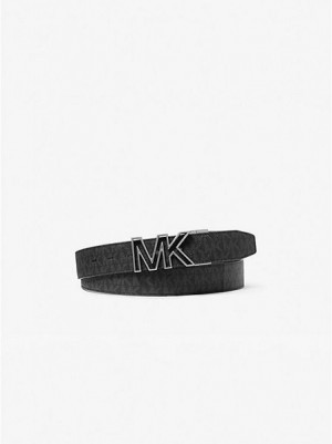 Michael Kors Reversible Logo And Faux Deri Kemer Erkek Siyah | 426580-FOB