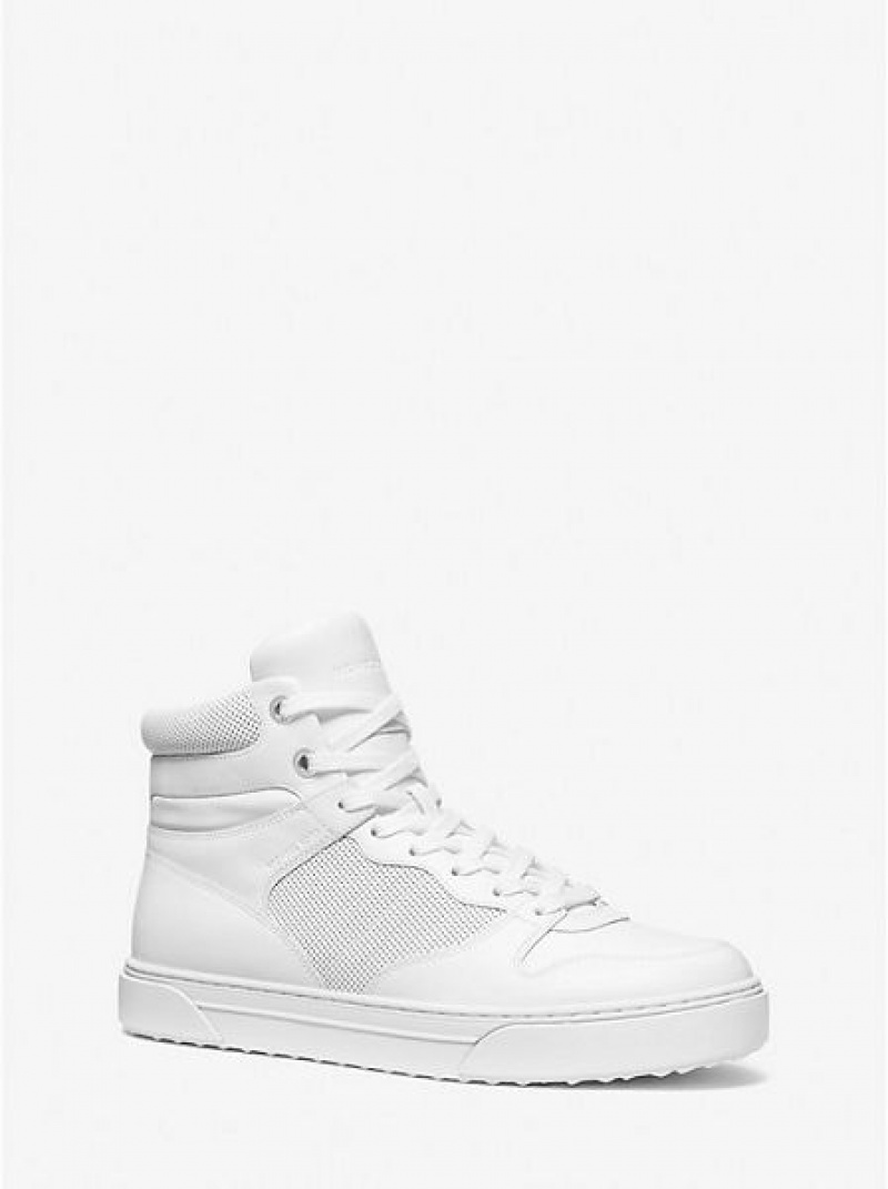 Michael Kors Barett Deri High Top Sneakers Erkek Beyaz | 316942-IQY